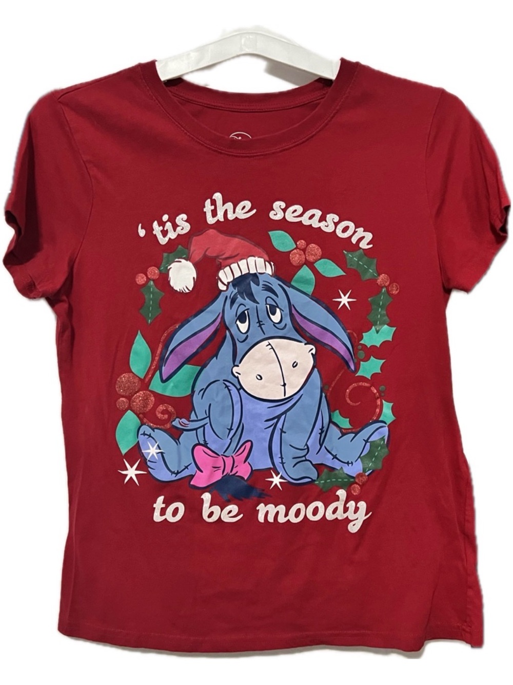 Disney Red Eeyore 'Tis the Season Short Sleeve Tee